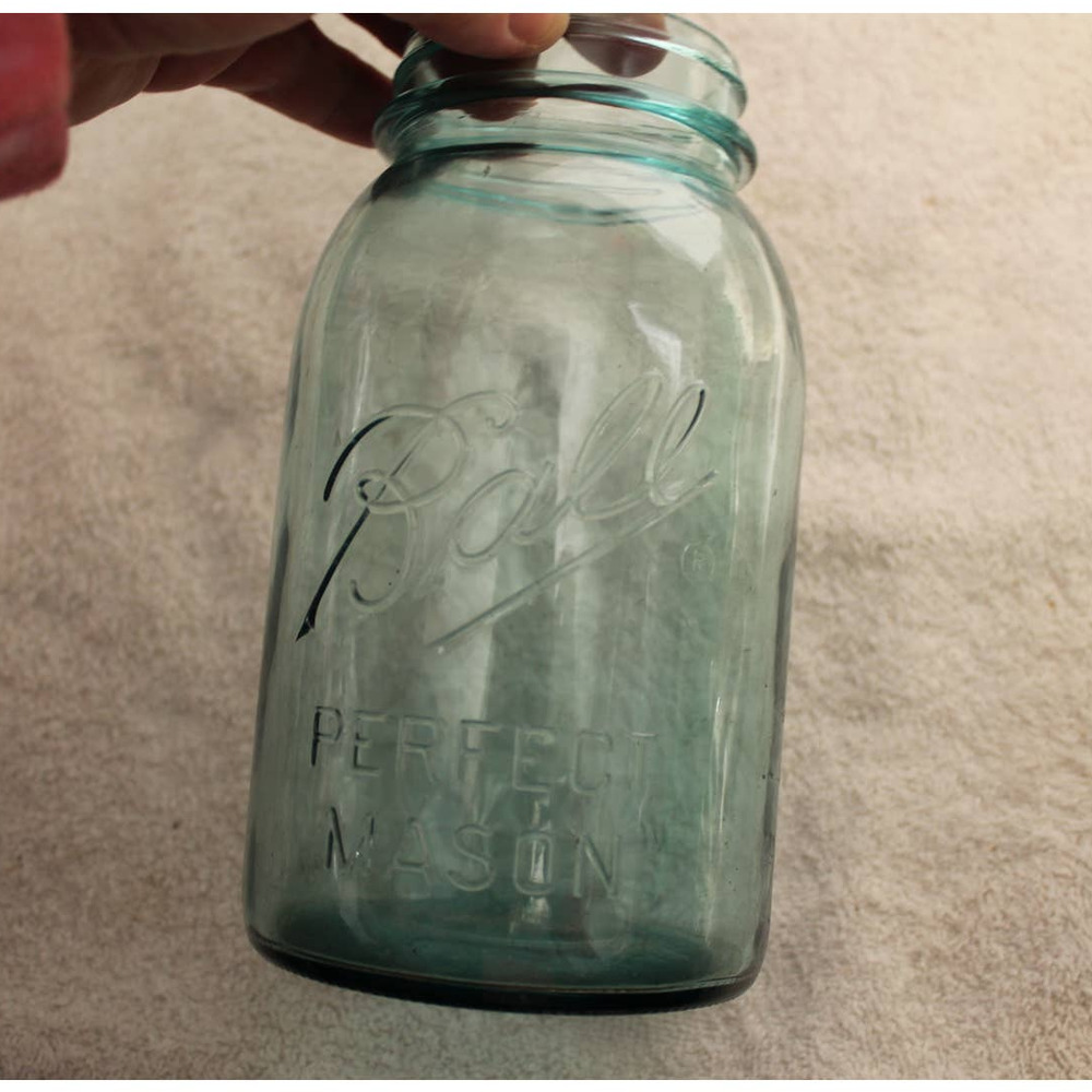 Vintage Ball Perfect Mason Aqua Jar